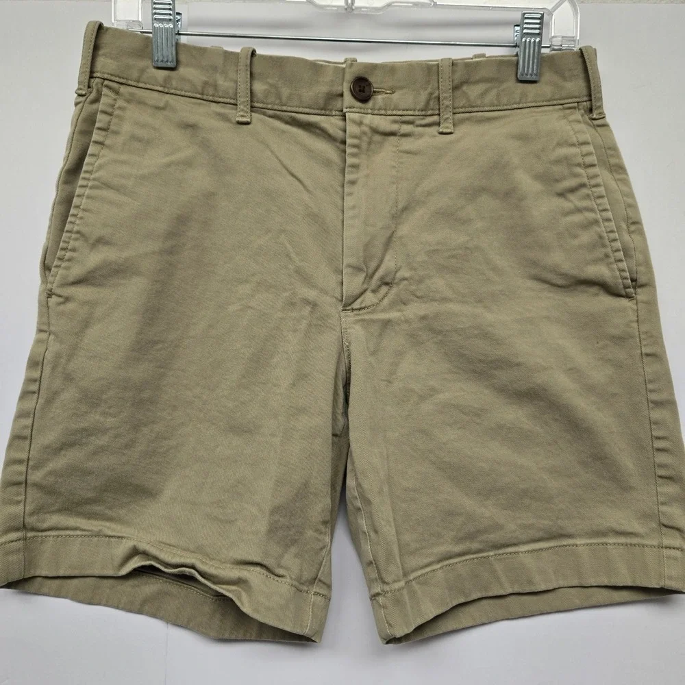 J.Crew Mens Khaki Tan Cotton Twill Chino Shorts 7 Inch Inseam Size 29